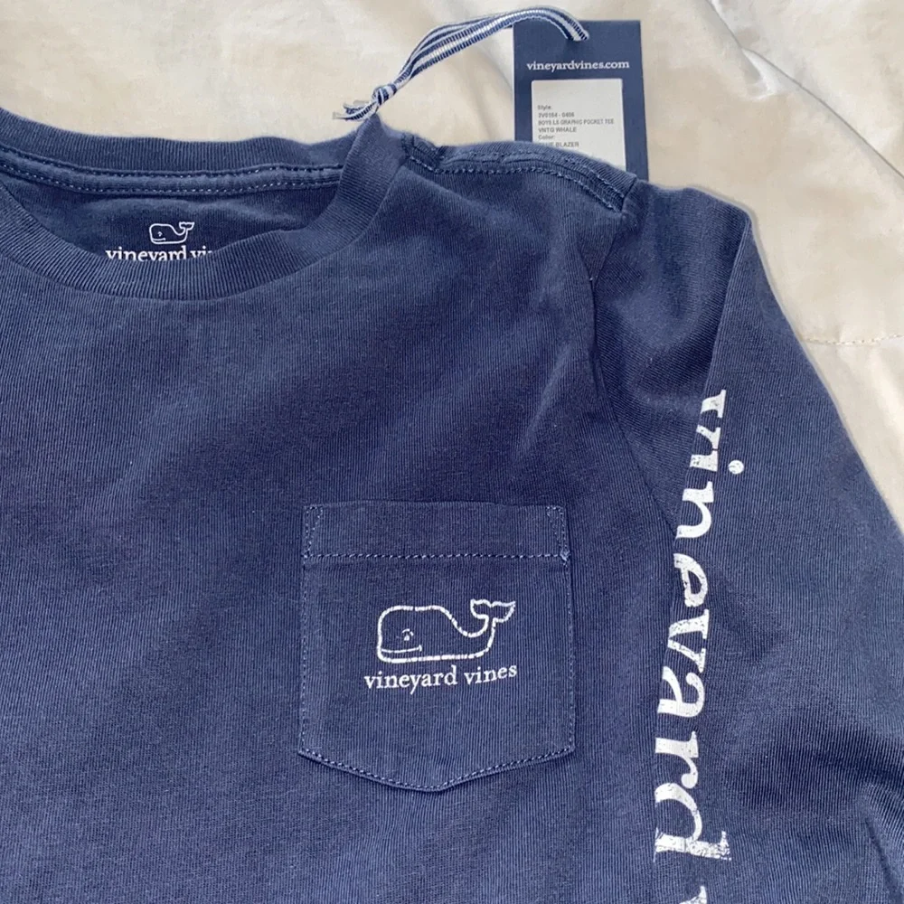 Not 4 Sale Vineyard vines long sleeved Pocket Vintage Whale Blue t-shirt Size 7 - Picture 2 of 7